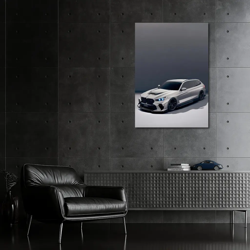 BMW M5 Touring Gray Studio Background – Wall Art
