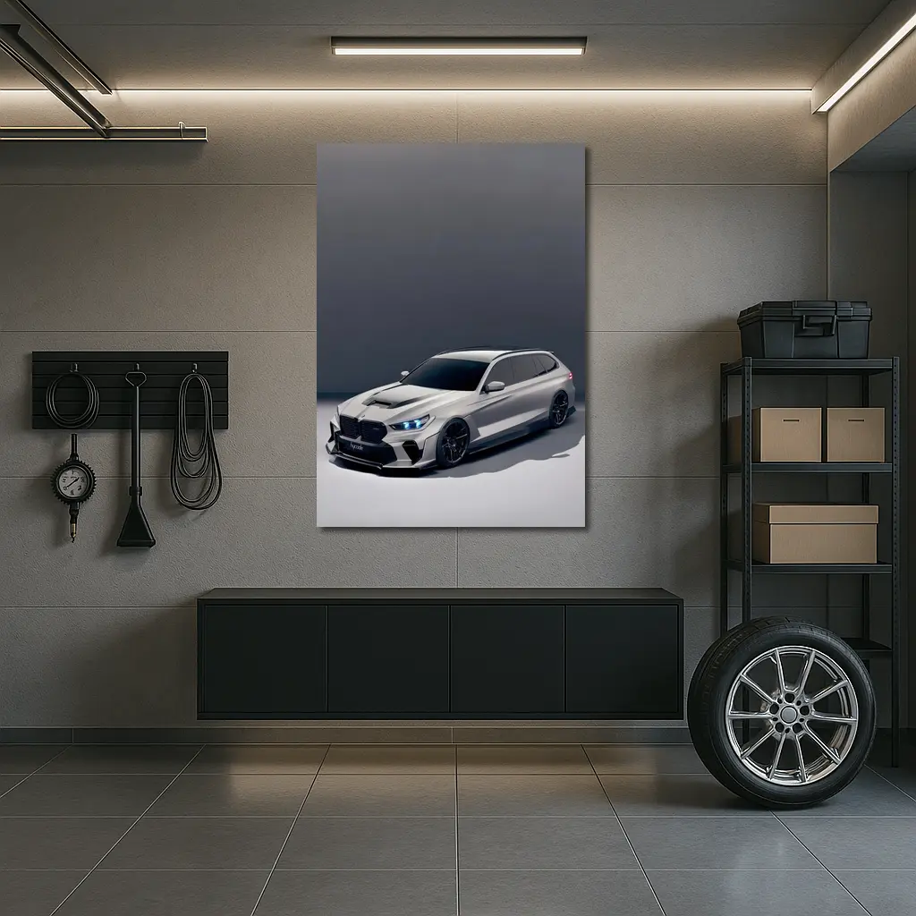 BMW M5 Touring Gray Studio Background – Wall Art