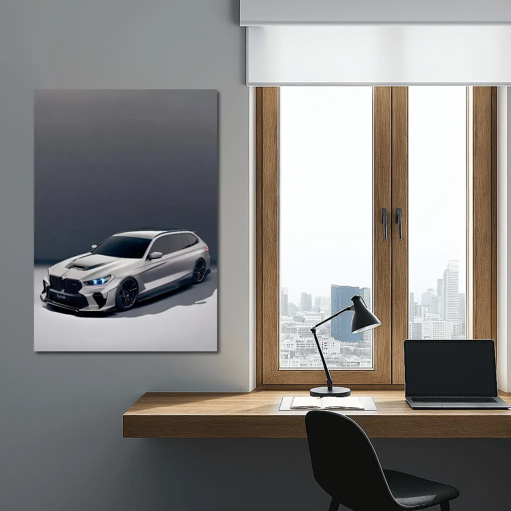 BMW M5 Touring Gray Studio Background – Wall Art