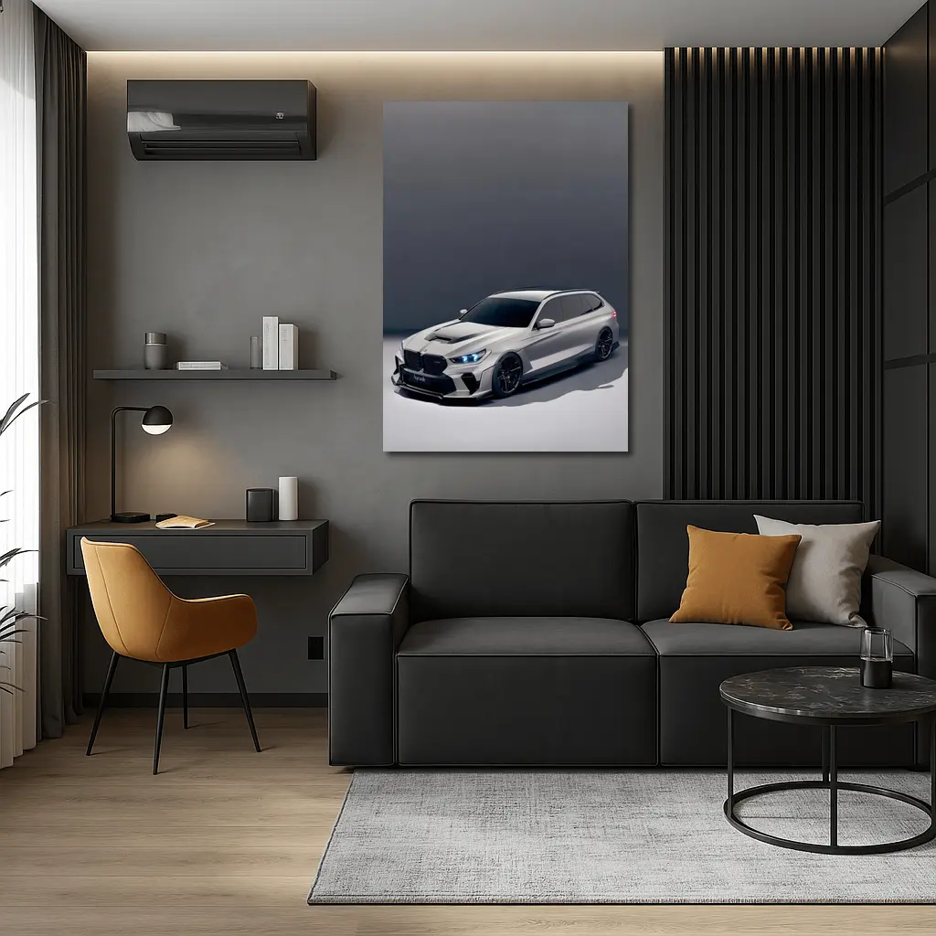 BMW M5 Touring Gray Studio Background – Wall Art