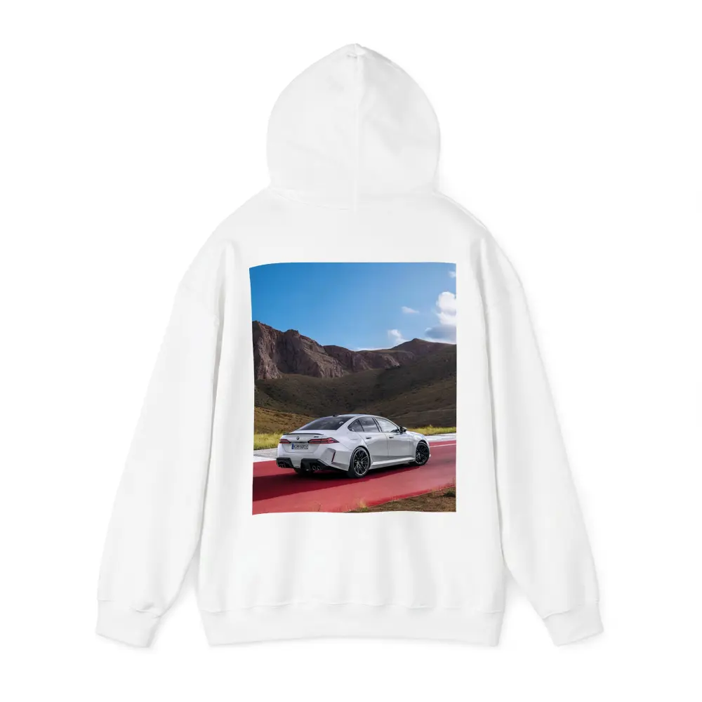 BMW M5 Silver Sedan Mountain Racing Track – Hoodies