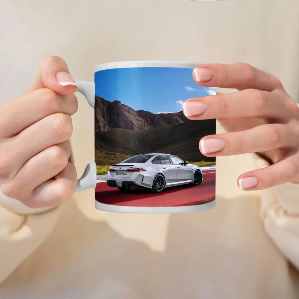 BMW M5 Silver Sedan Mountain Racing Track – Mugs