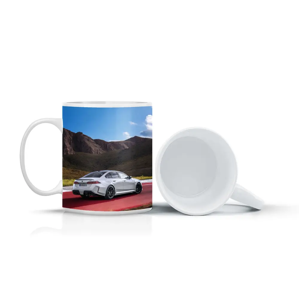 BMW M5 Silver Sedan Mountain Racing Track – Mugs