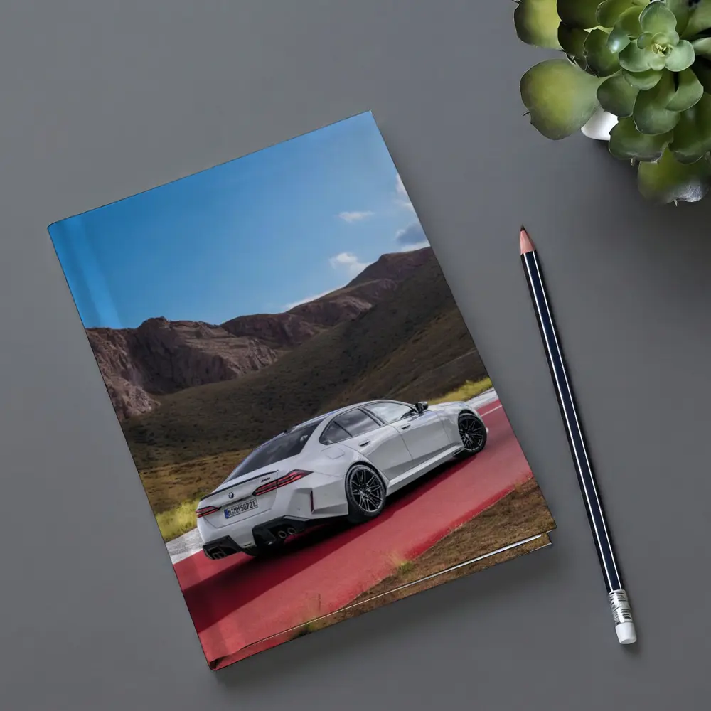 BMW M5 Silver Sedan Mountain Racing Track – Notebooks