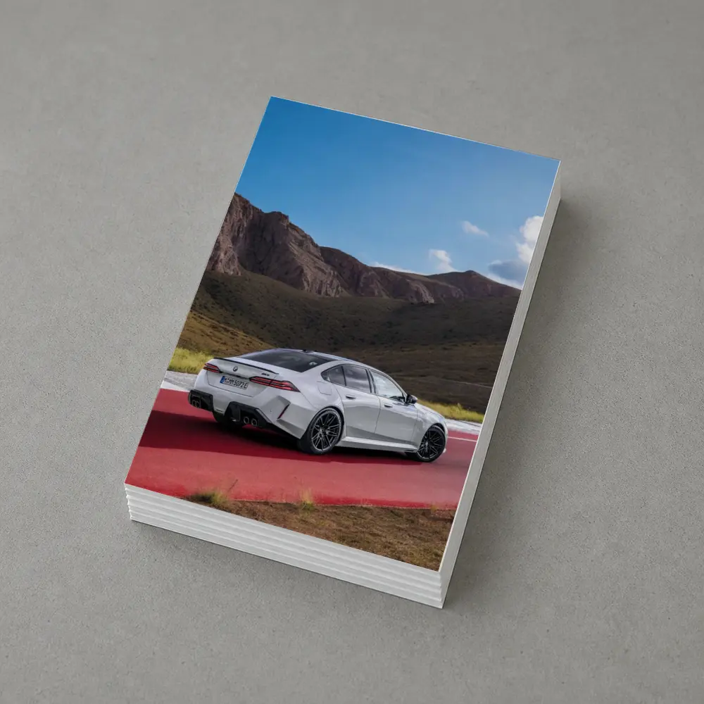 BMW M5 Silver Sedan Mountain Racing Track – Postcards