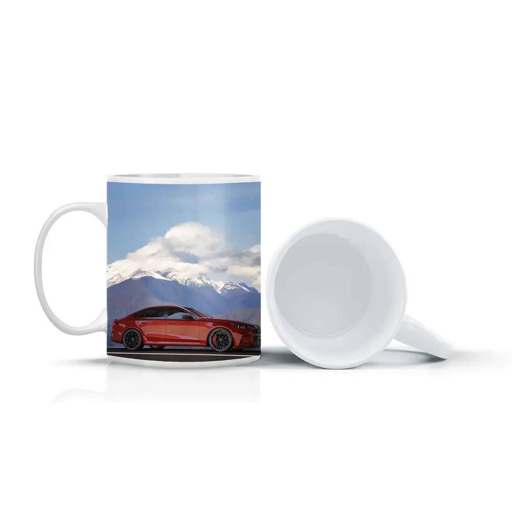 BMW M5 Red Sedan Mountain Road – Mugs