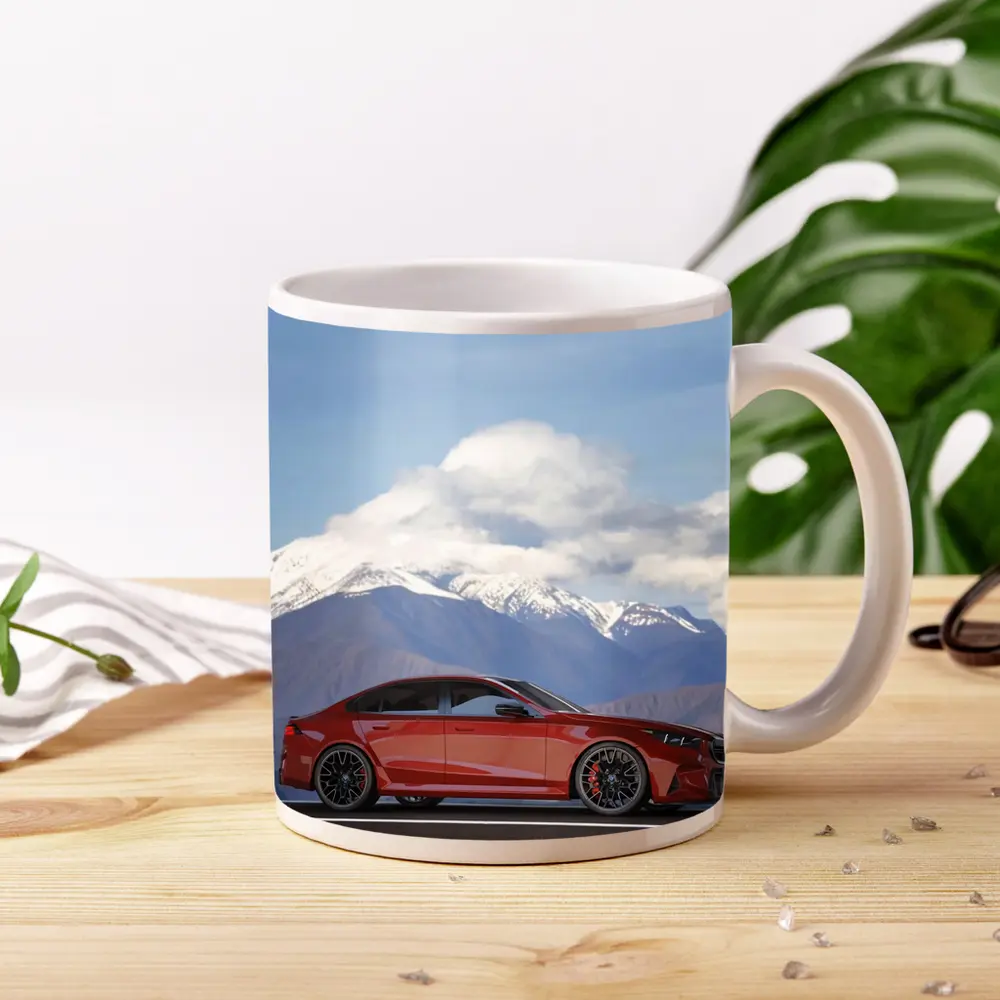 BMW M5 Red Sedan Mountain Road – Mugs