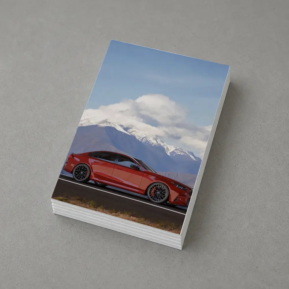BMW M5 Red Sedan Mountain Road – Postcards