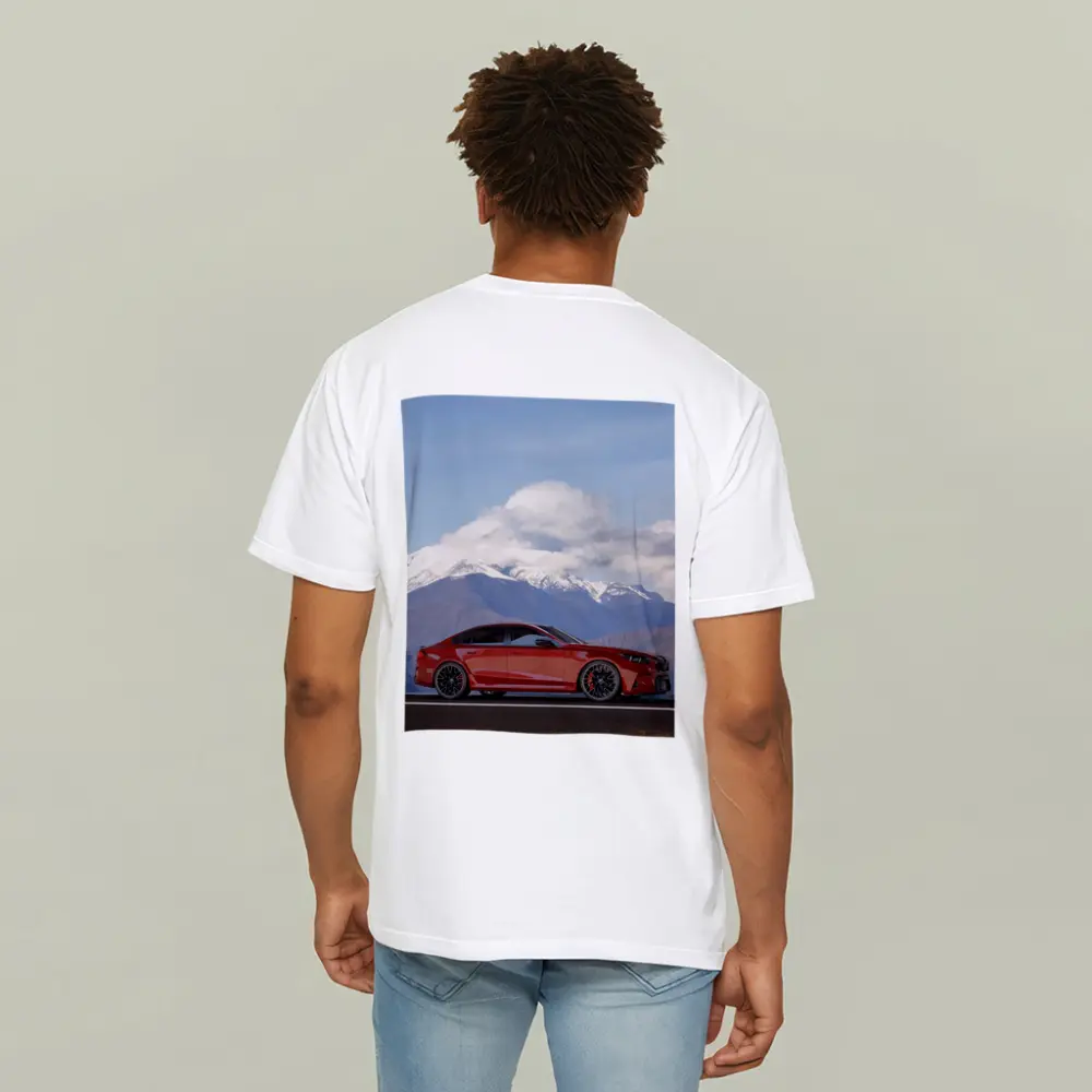BMW M5 Red Sedan Mountain Road – T-Shirts