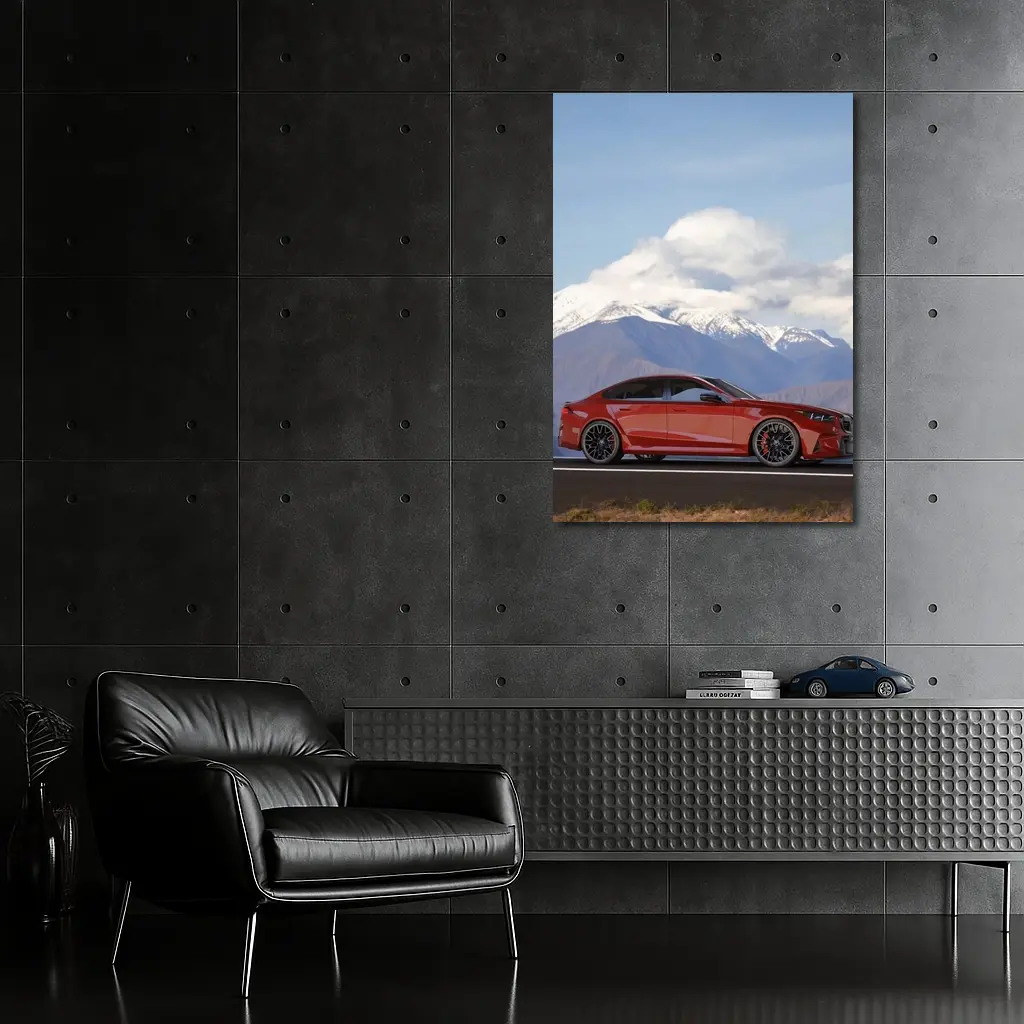 BMW M5 Red Sedan Mountain Road – Wall Art