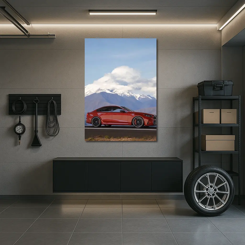 BMW M5 Red Sedan Mountain Road – Wall Art