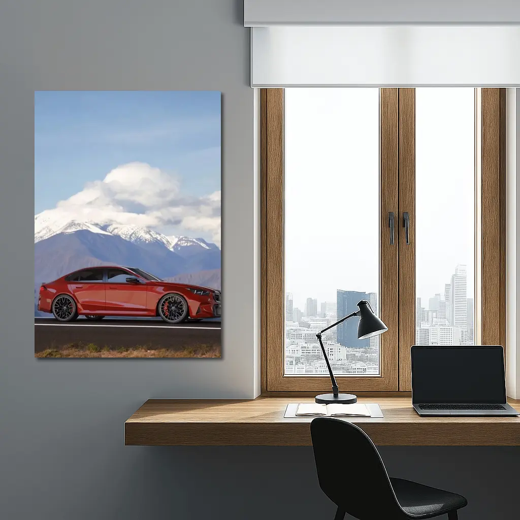 BMW M5 Red Sedan Mountain Road – Wall Art