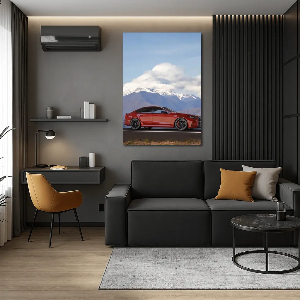 BMW M5 Red Sedan Mountain Road – Wall Art
