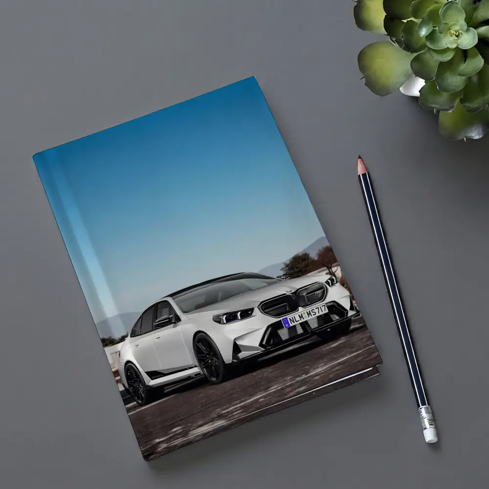 BMW M5 White Sedan Open Road Sky – Notebooks