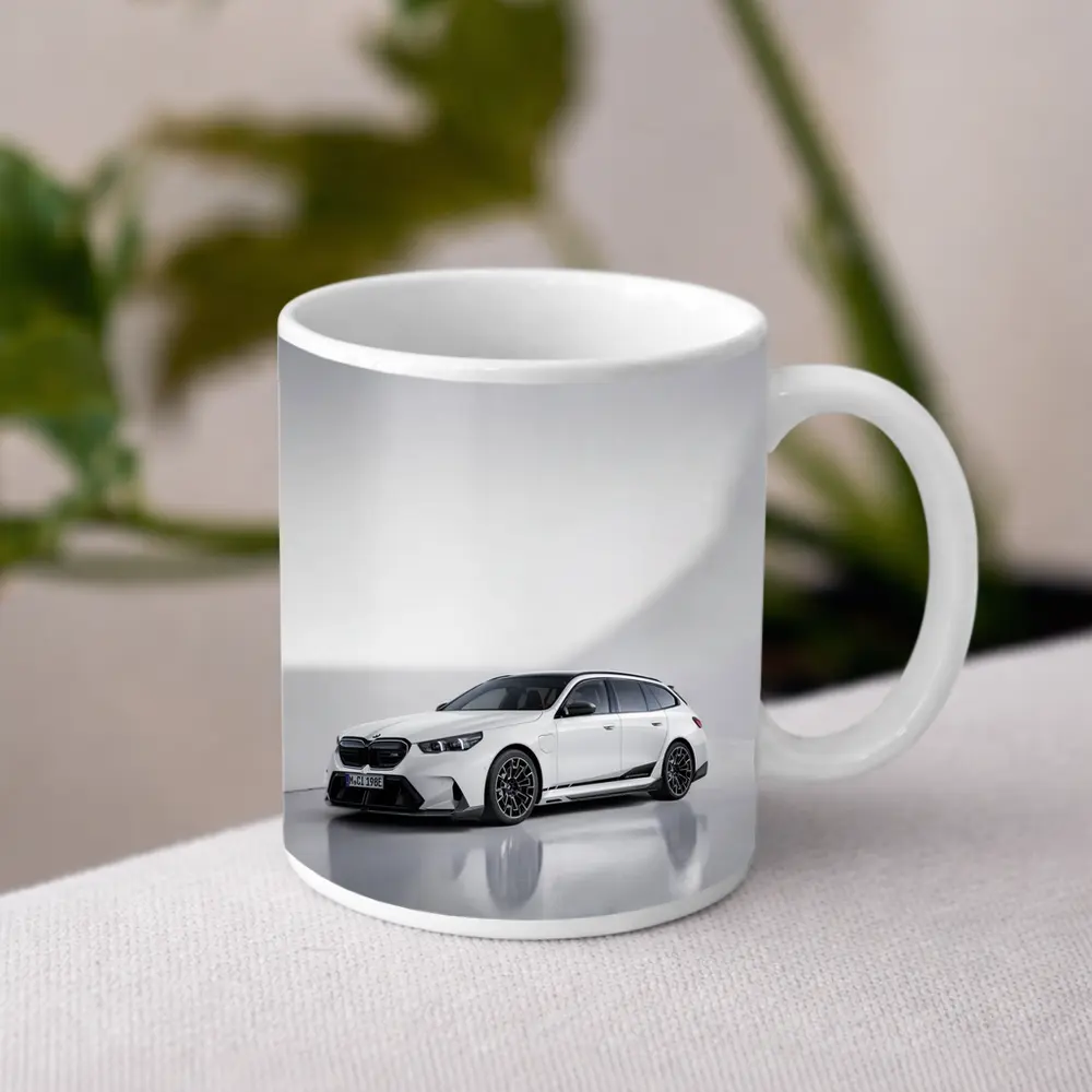 BMW M5 Touring White Studio Background – Mugs