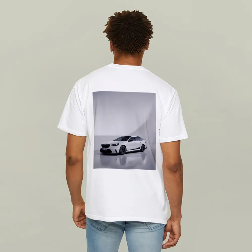 BMW M5 Touring White Studio Background – T-Shirts