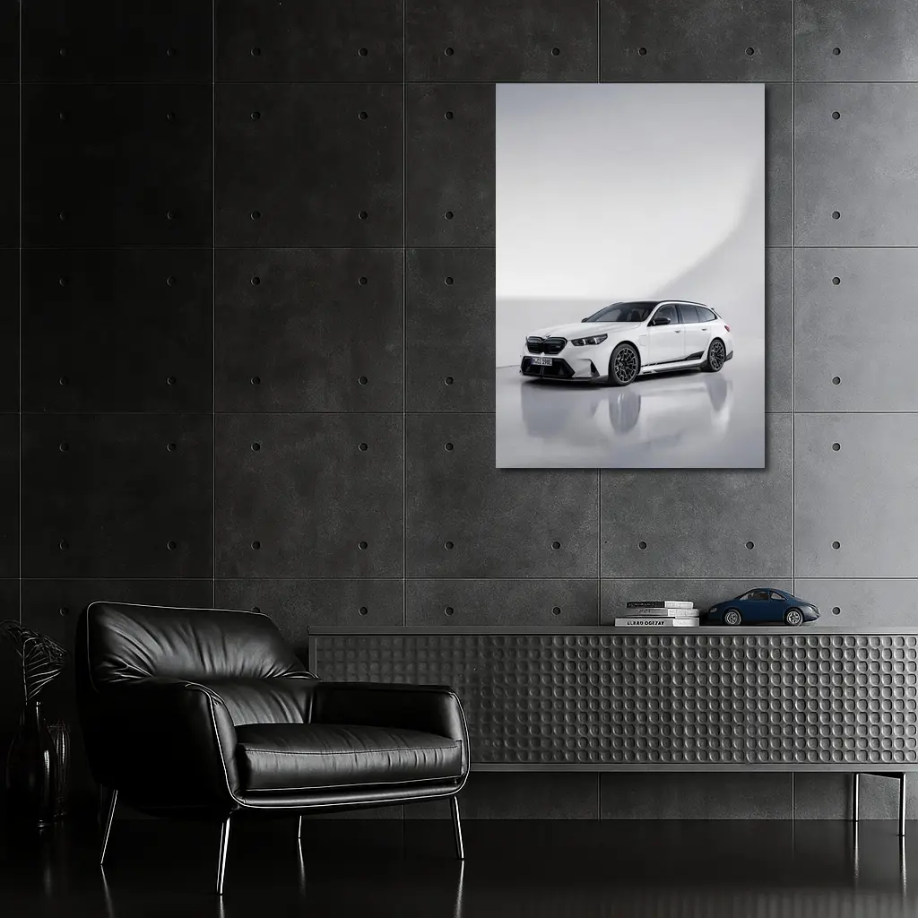 BMW M5 Touring White Studio Background – Wall Art