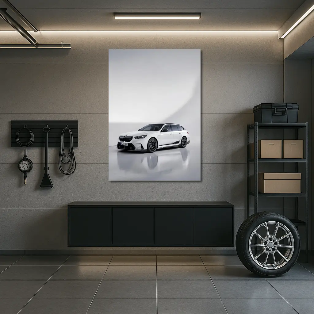 BMW M5 Touring White Studio Background – Wall Art