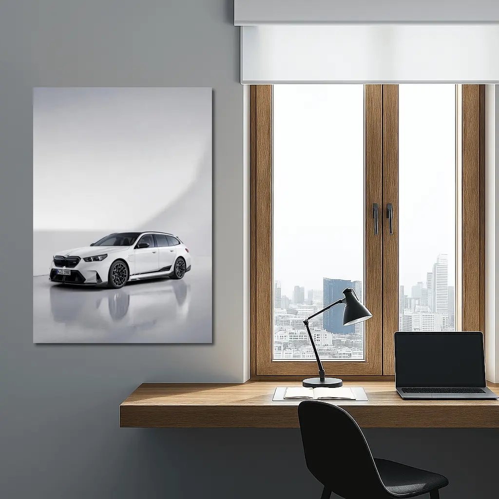 BMW M5 Touring White Studio Background – Wall Art