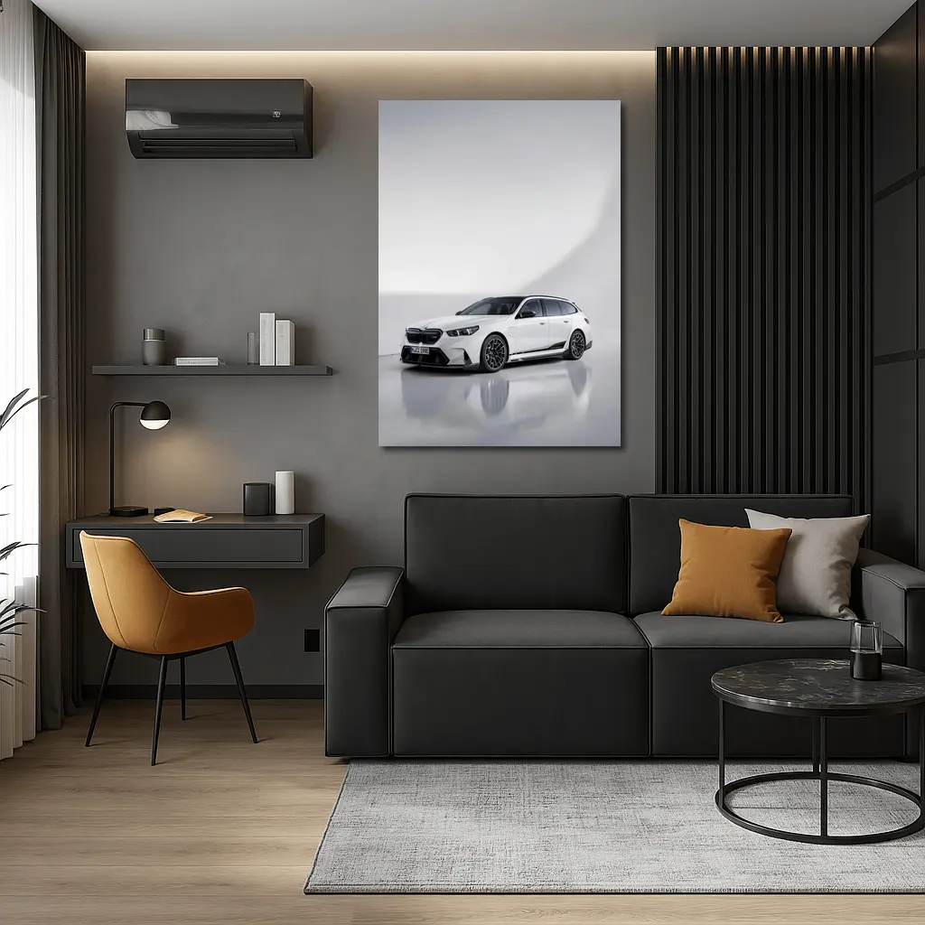 BMW M5 Touring White Studio Background – Wall Art