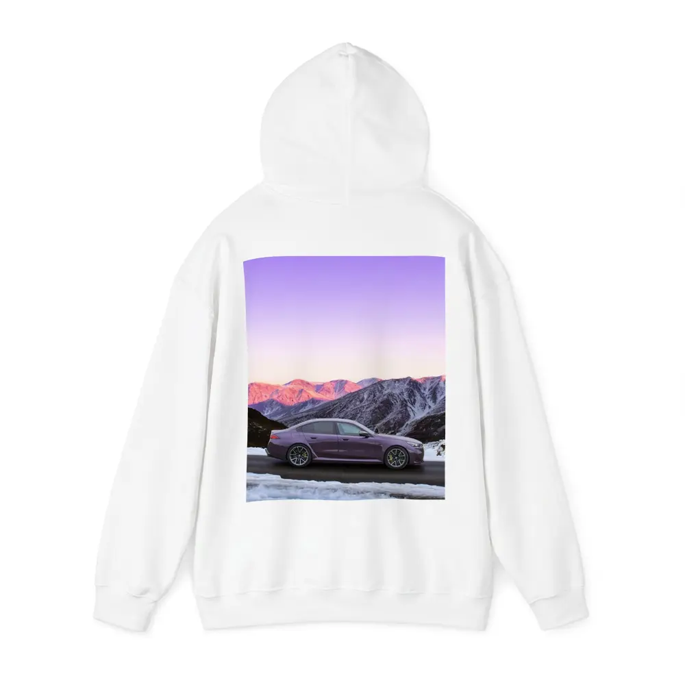 BMW M5 Purple Sedan Snowy Mountain Sunset – Hoodies