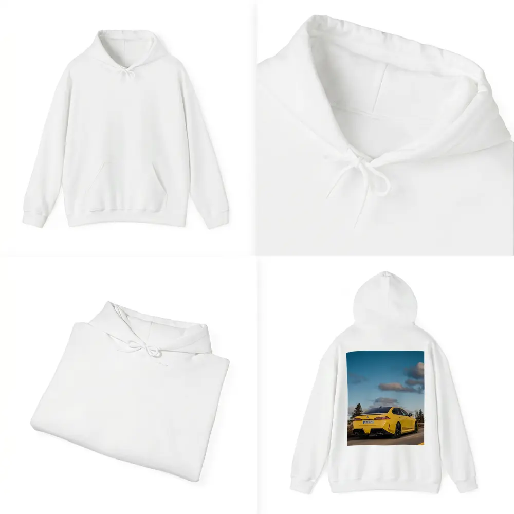 BMW M5 Yellow Sedan On Open Road – Hoodies