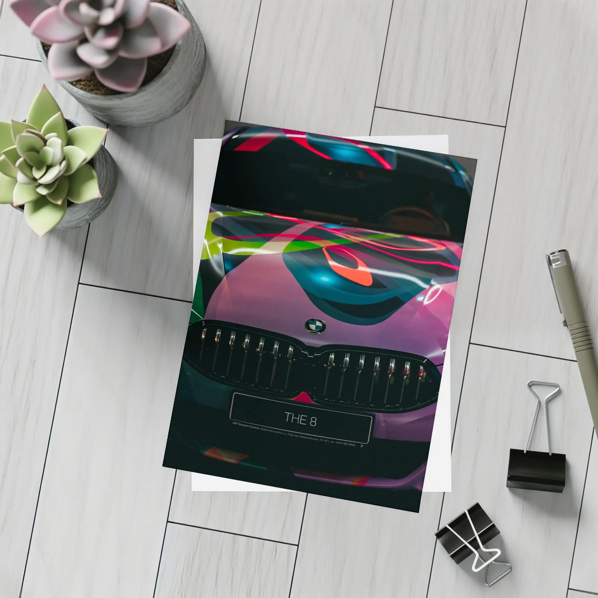 BMW 8 Series Colorful Art Car Front – Postcards