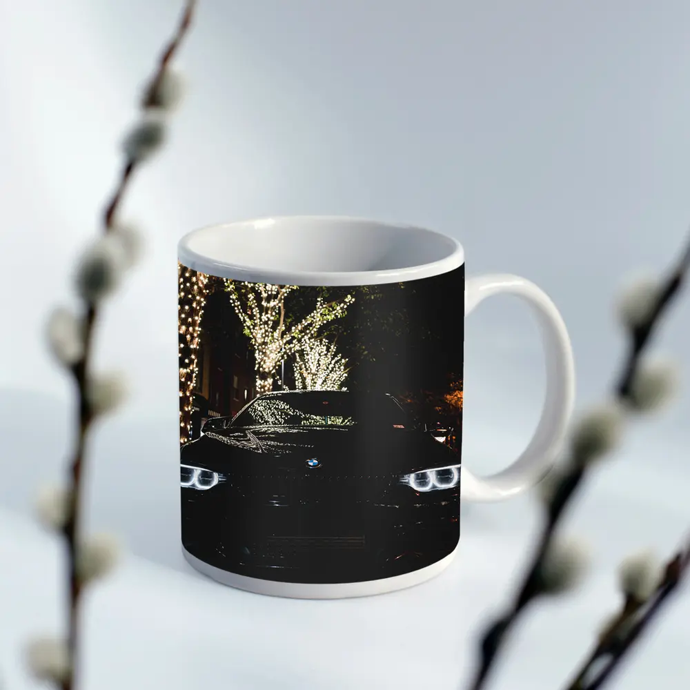 BMW Black Car City Night Lights – Mugs