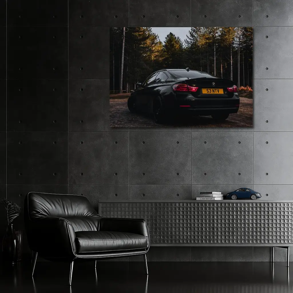 Black BMW Four Series Dark Forest Setting – Wall Art