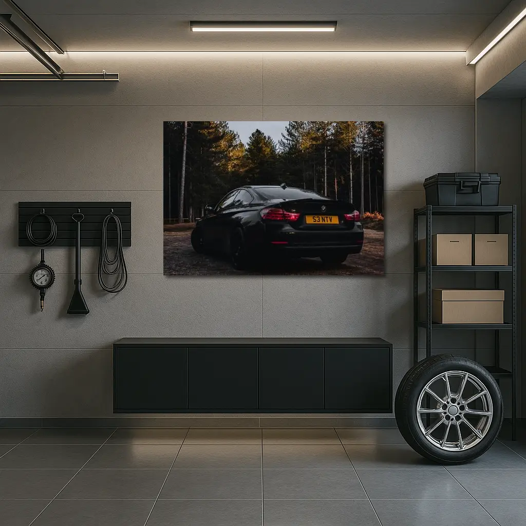 Black BMW Four Series Dark Forest Setting – Wall Art