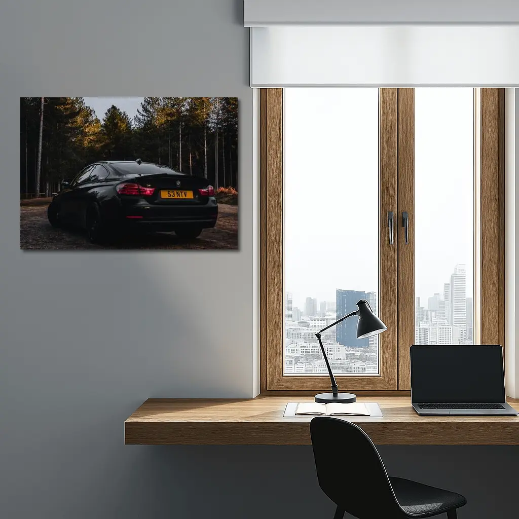 Black BMW Four Series Dark Forest Setting – Wall Art