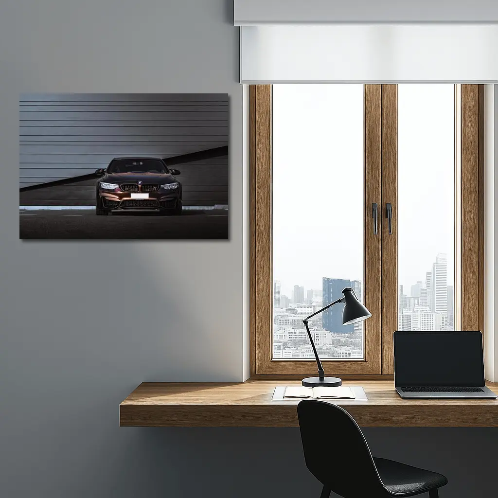 BMW M4 Dark Front View Industrial Wall – Wall Art