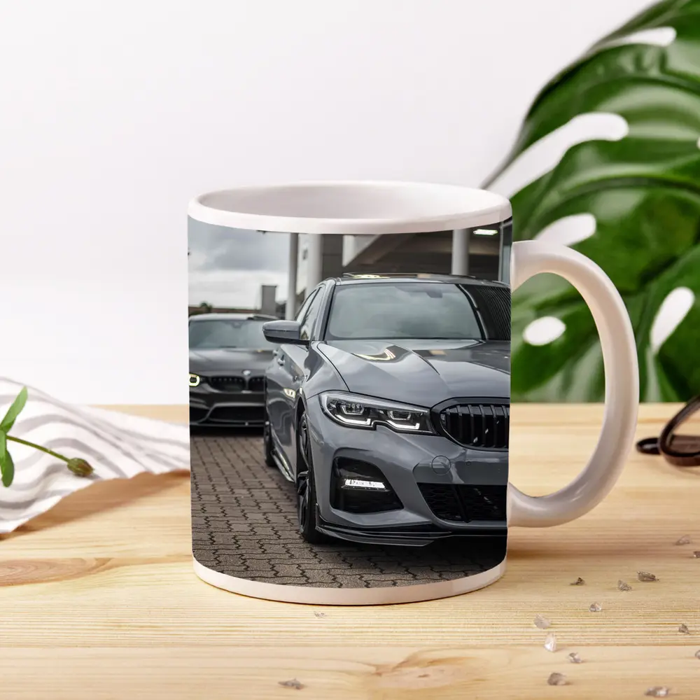 BMW 3 Series Gray Sedan Dealership Lot – Mugs