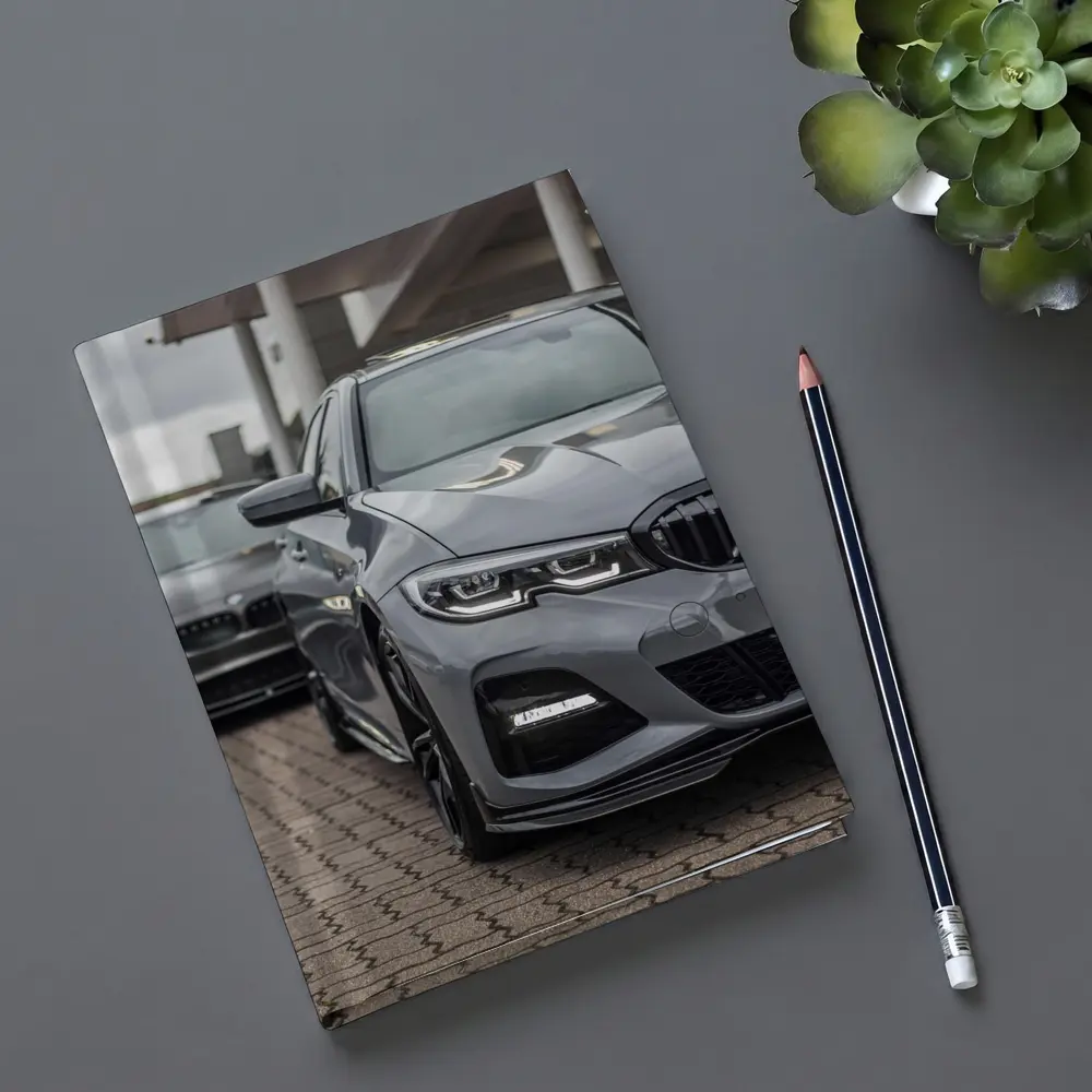BMW 3 Series Gray Sedan Dealership Lot – Notebooks