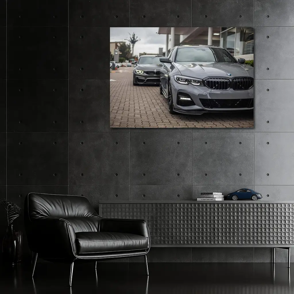 BMW 3 Series Gray Sedan Dealership Lot – Wall Art