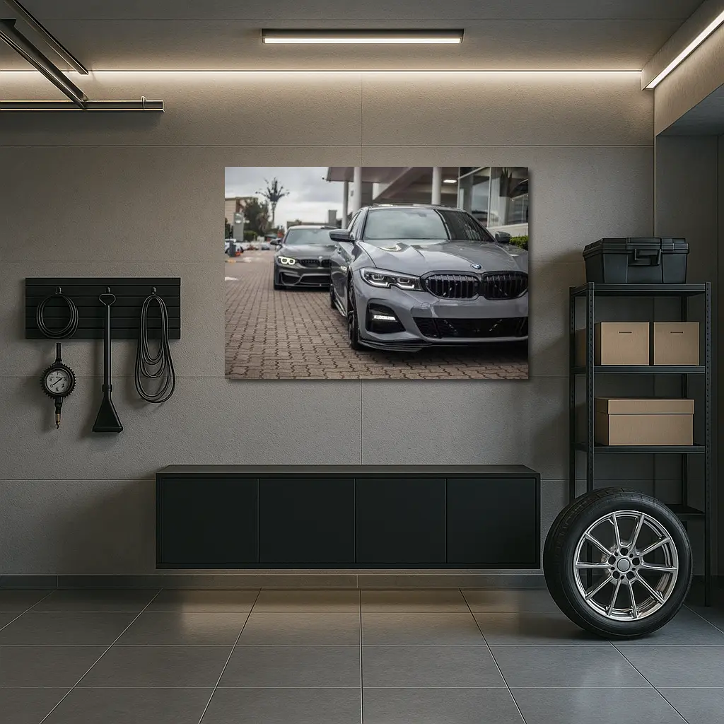 BMW 3 Series Gray Sedan Dealership Lot – Wall Art