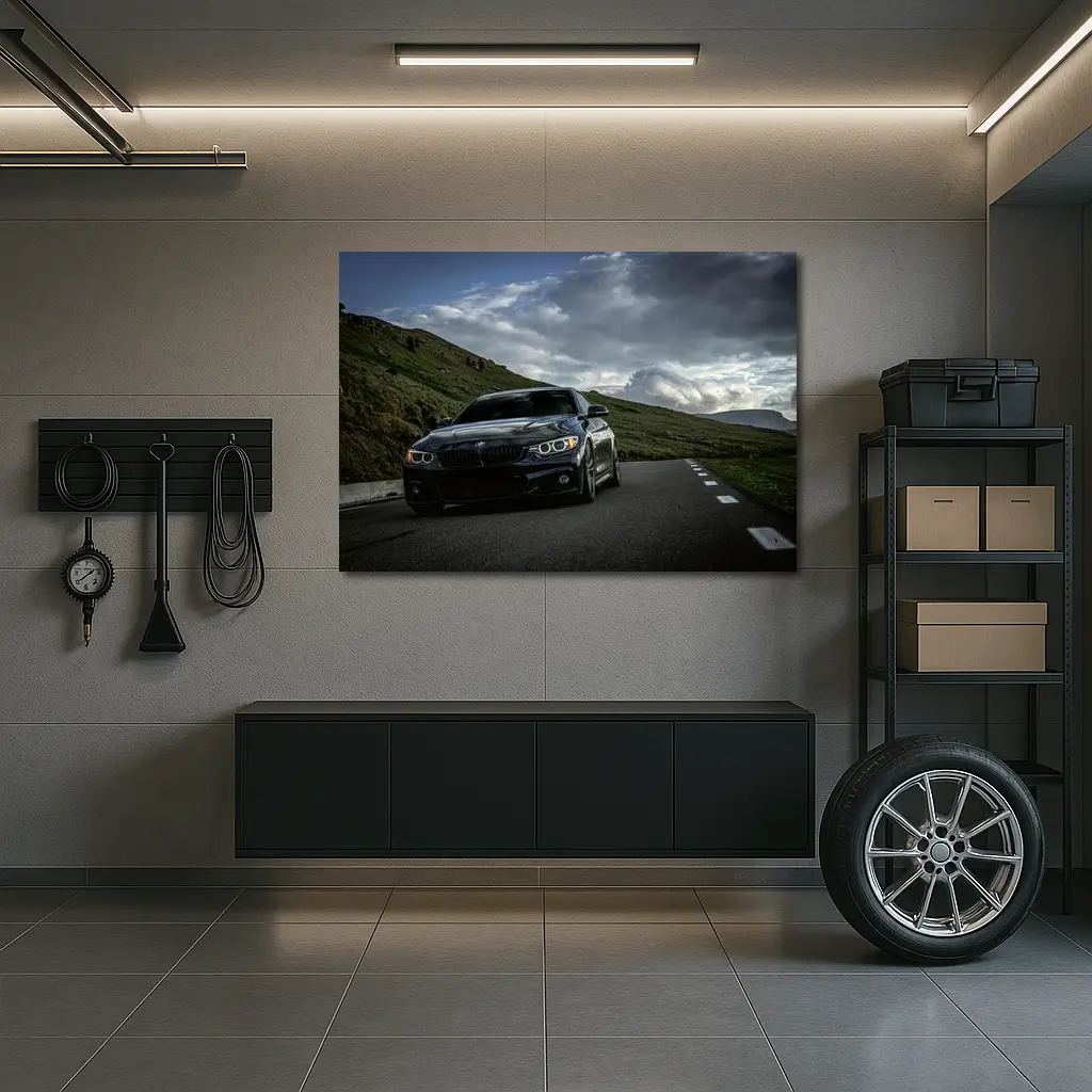 BMW 4 Series Dark Road Mountain Clouds – Wall Art