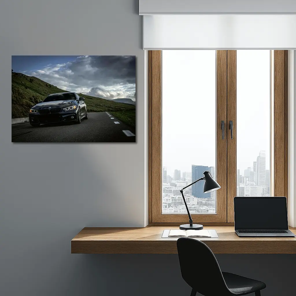 BMW 4 Series Dark Road Mountain Clouds – Wall Art