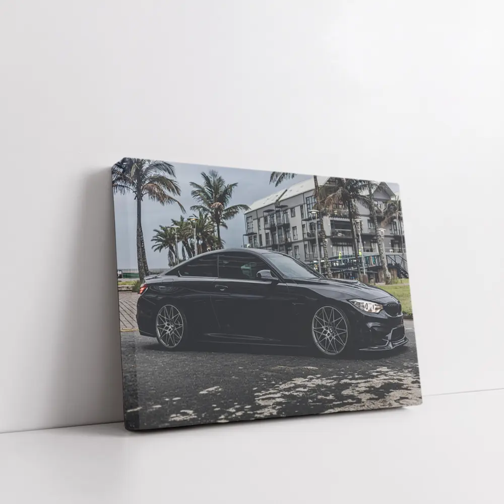 Black BMW M4 Coupe Coastal Urban Setting – Wall Art