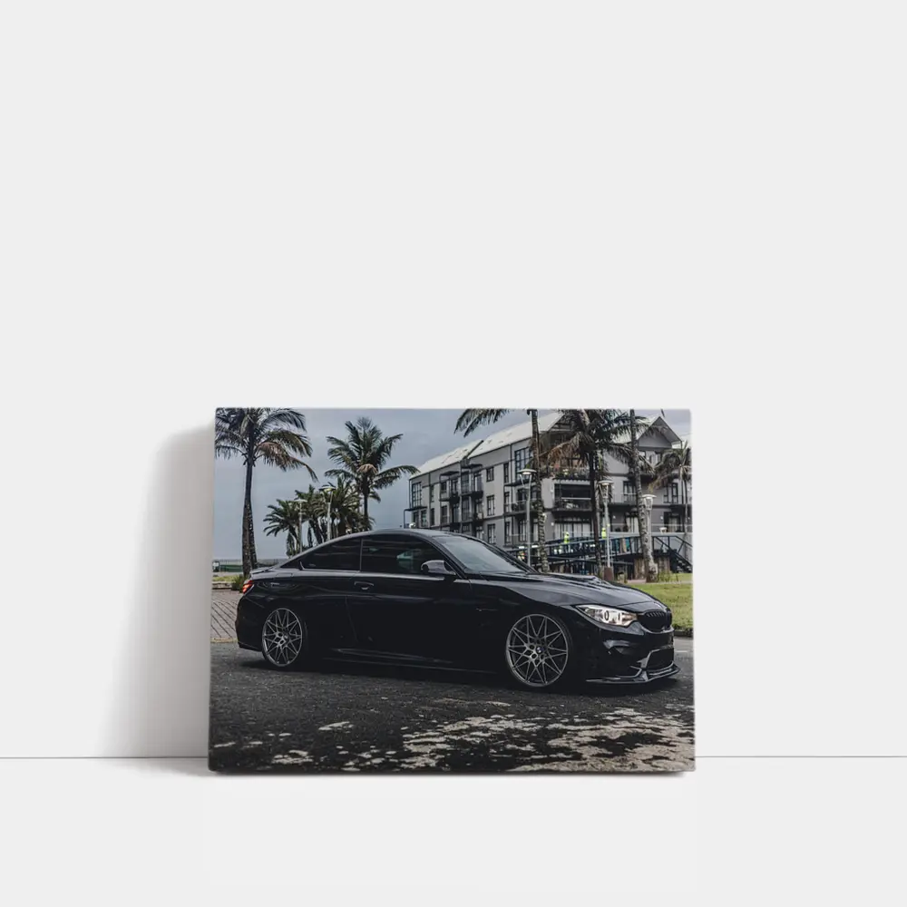 Black BMW M4 Coupe Coastal Urban Setting – Wall Art