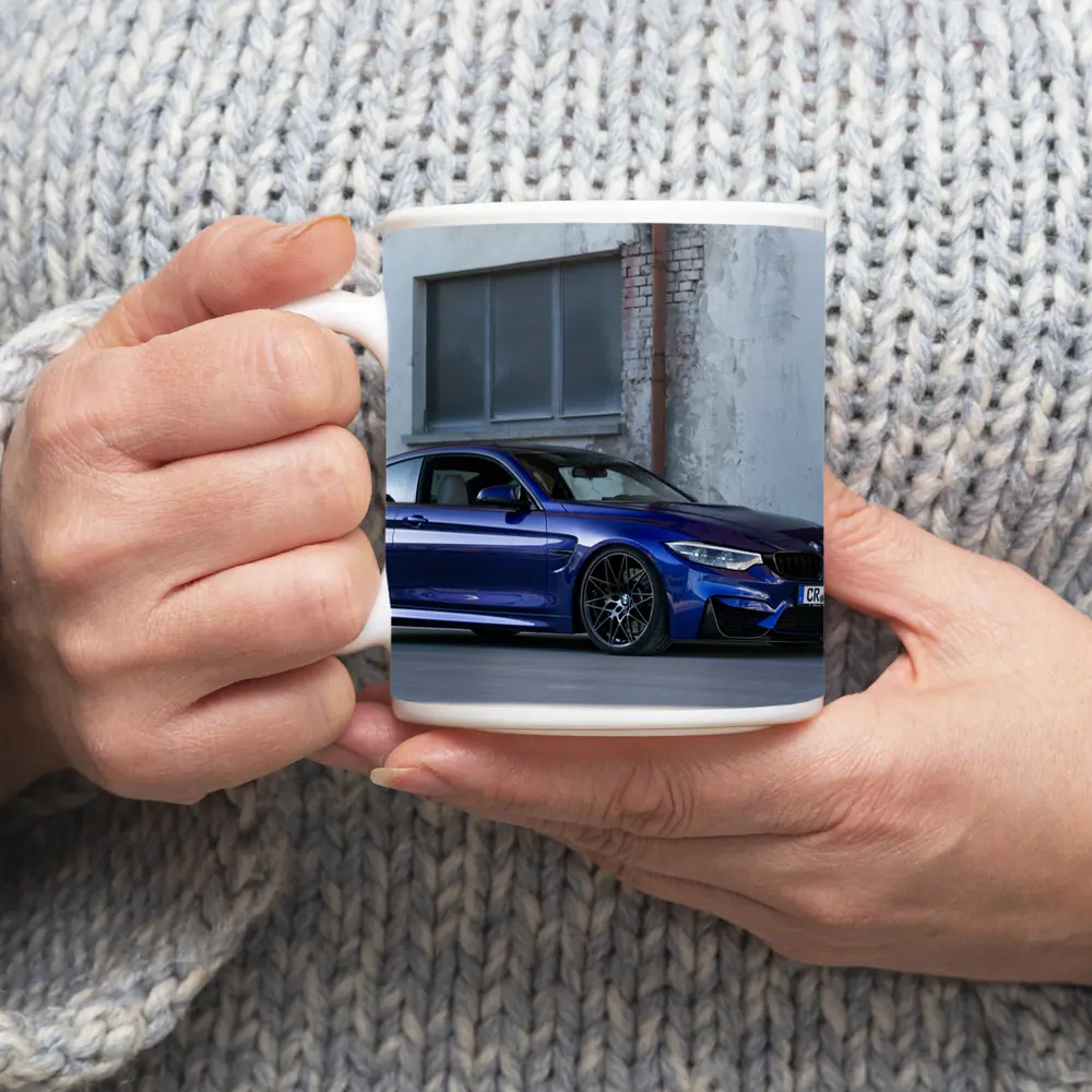BMW M4 Blue Coupe Urban Street Scene – Mugs