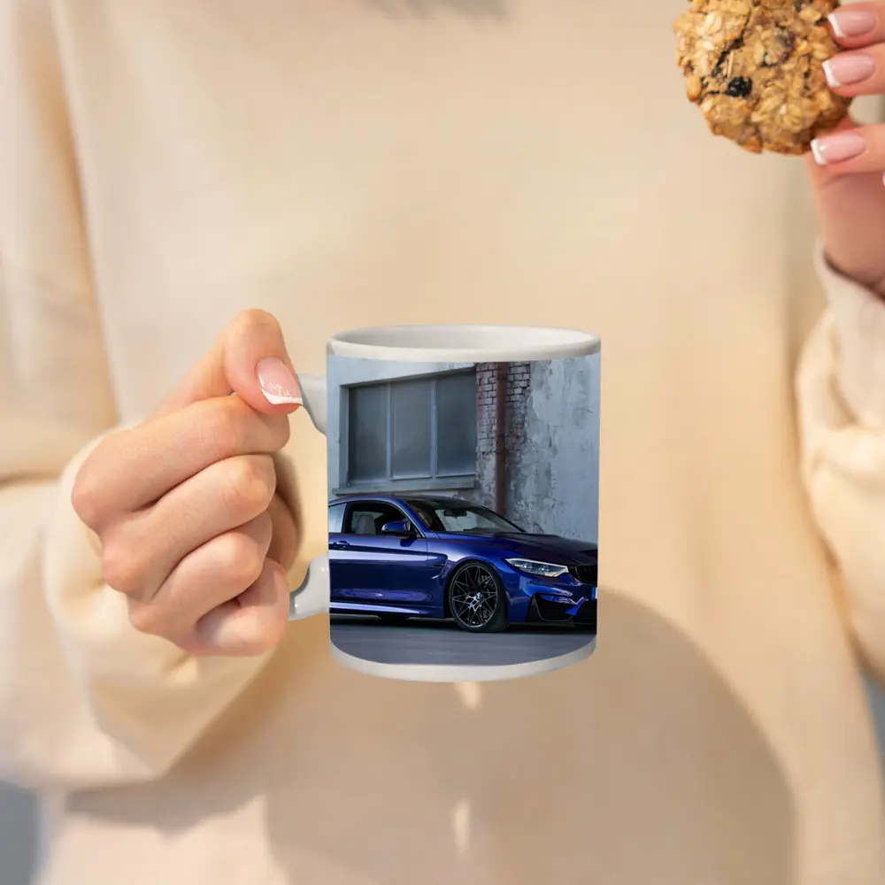 BMW M4 Blue Coupe Urban Street Scene – Mugs