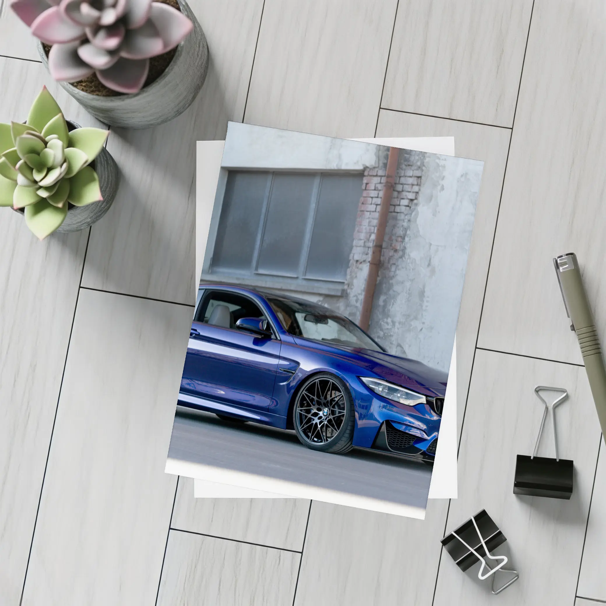 BMW M4 Blue Coupe Urban Street Scene – Postcards