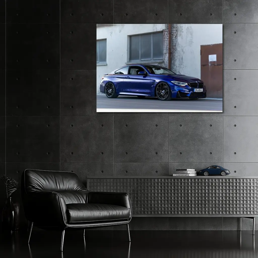 BMW M4 Blue Coupe Urban Street Scene – Wall Art