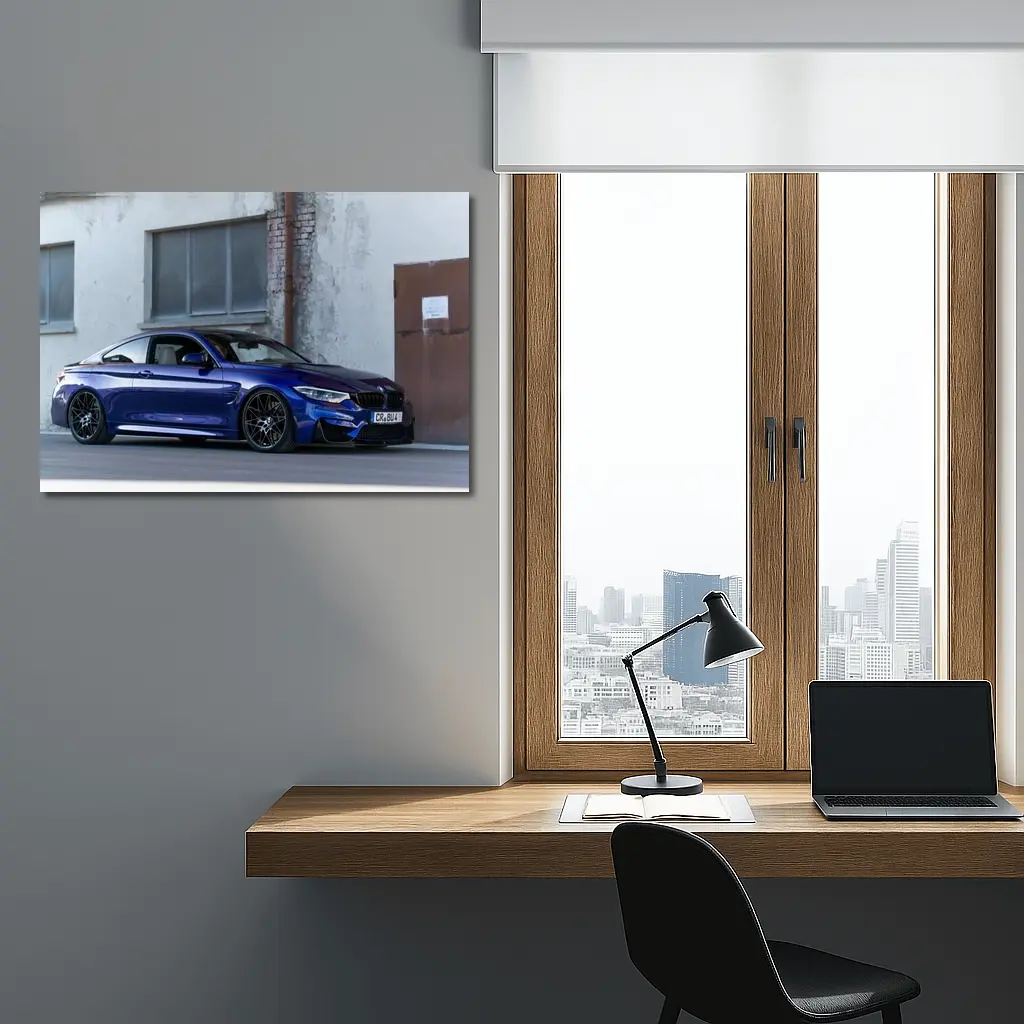 BMW M4 Blue Coupe Urban Street Scene – Wall Art