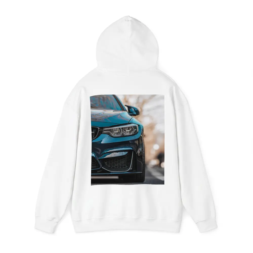 BMW M4 Teal Front View City Street – Hoodies