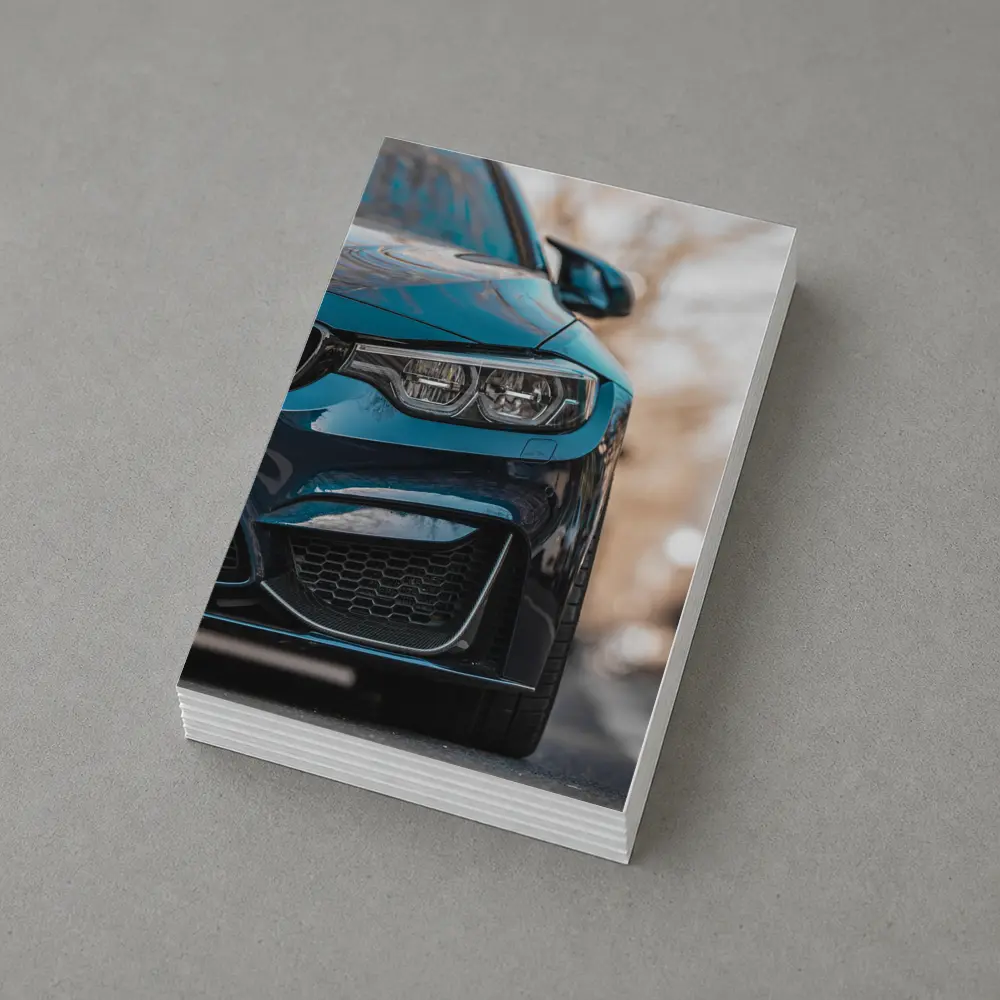 BMW M4 Teal Front View City Street – Postcards