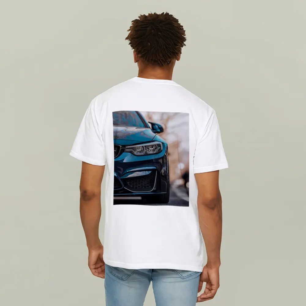BMW M4 Teal Front View City Street – T-Shirts