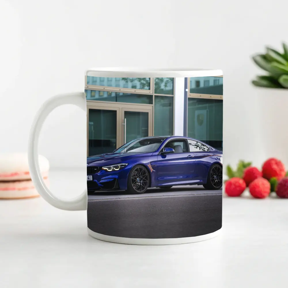 BMW M4 Blue Coupe Urban Street Scene – Mugs