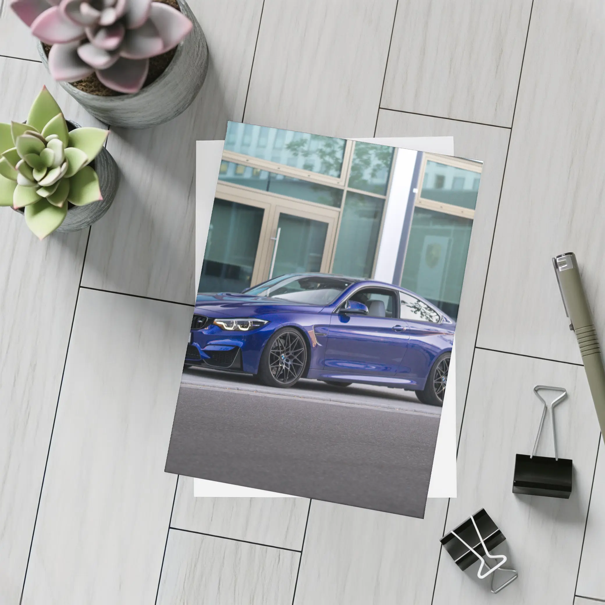 BMW M4 Blue Coupe Urban Street Scene – Postcards